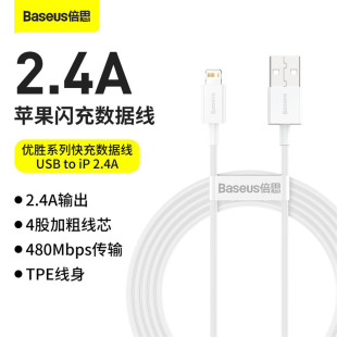 Wholesale superior series data line USB to iP for iPhone12 XR fast charging line 2.4A