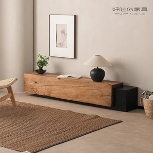 Wooden Tv Cabinet Retro Style Living Room B&B Hotel Decoration Bedside Table Old Elm Tv Cabinet