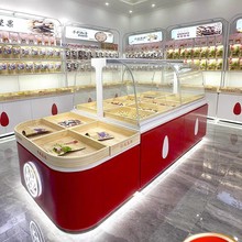 网红炒货柜超市货架散装干果零食坚果展示柜弧形中岛柜栗子柜