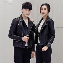 机车潮男皮衣头层绵羊皮PU男士修身皮夹克翻领时尚青年外套潮牌