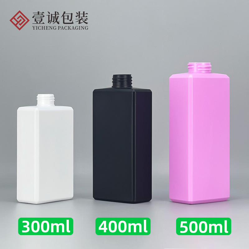 300ml 500ml洗发水沐浴露方瓶400ml洁面乳扁瓶PE洗护乳液按压泵瓶|undefined