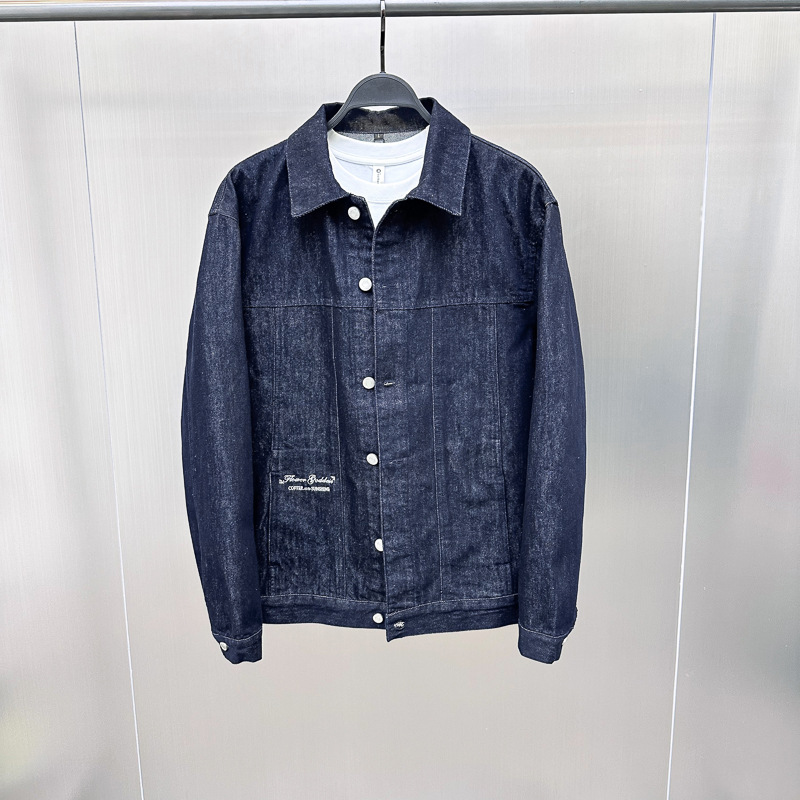 Men's Clothing Autumn new trend brand embroidered denim jacket fashionable men's loose jacket lapel coat tide B1BJE3224_voghion.com