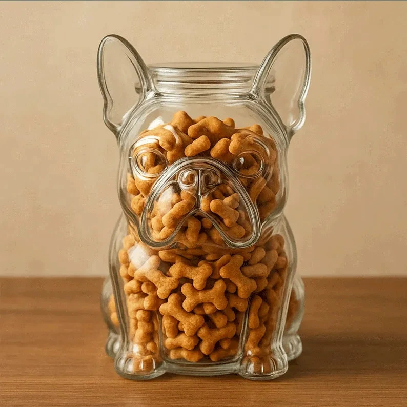 [跨境新品 French Bulldog Snack Jar 宠物储存零食罐户外训练罐子]