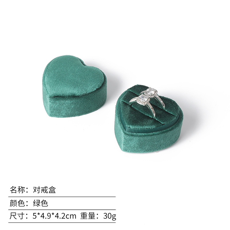 Caja de anillo coreana de terciopelo en forma de corazón, caja de colgante, caja de joyería de alta calidad, fábrica al por mayor en stock