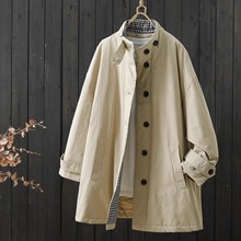 宽松大码冬季新品中长款单排扣夹棉风衣女休闲宽松棉衣立领开衫外