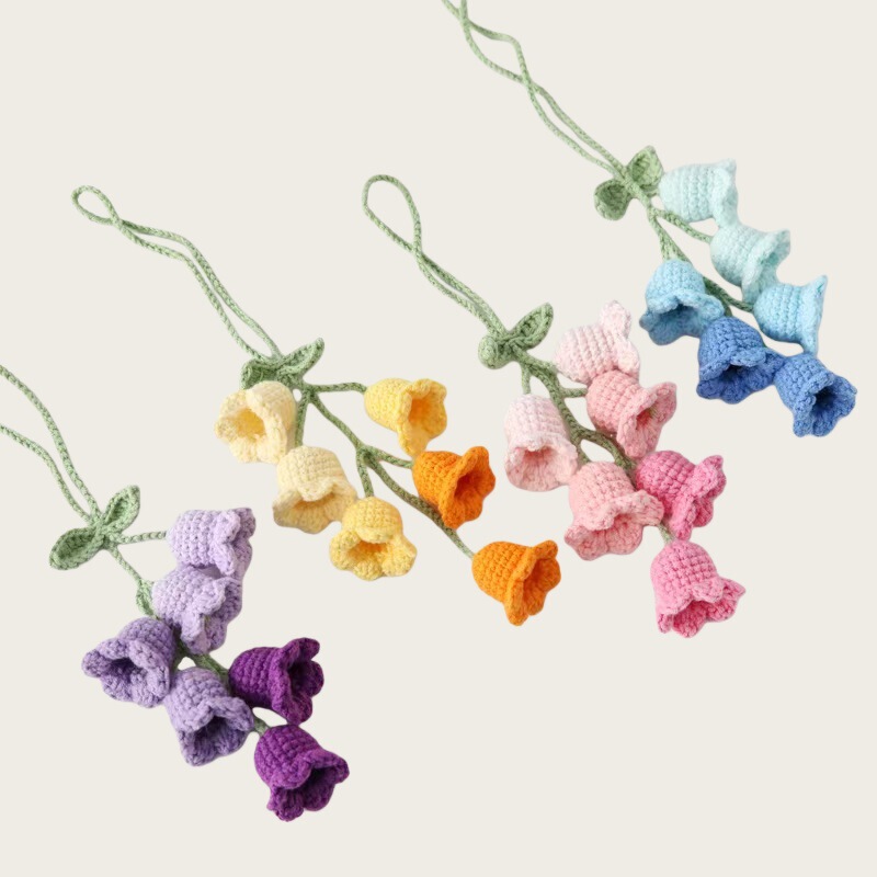 Handmade Crochet Lily of the Valley Pendant Yarn Crochet Lily of the Valley Wind Chime Flower String Car Hanging Decoration Cross-Border Internet Celebrity Handmade Crochet Lily of the Valley Pendant Yarn Crochet Lily of the Valley Wind Chime Flower String Car Hanging Decoration Cross-Border Internet Celebrity