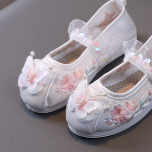 New Style Girls' Traditional Princess Embroidered Shoes, Chinese Style Children's Shoes, Baby Old Beijing Children's Cloth Shoes, Hanfu Shoes, Ancient Style