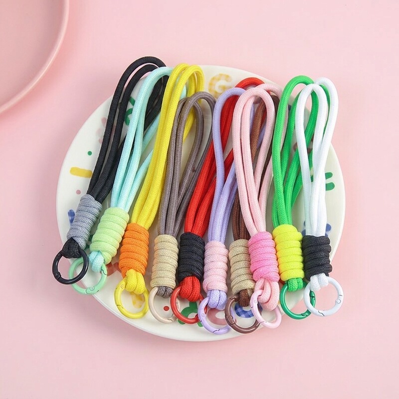 Macaron Bubble Mart short thick knotted woven wrist strap keychain anti-lost strap accessory
