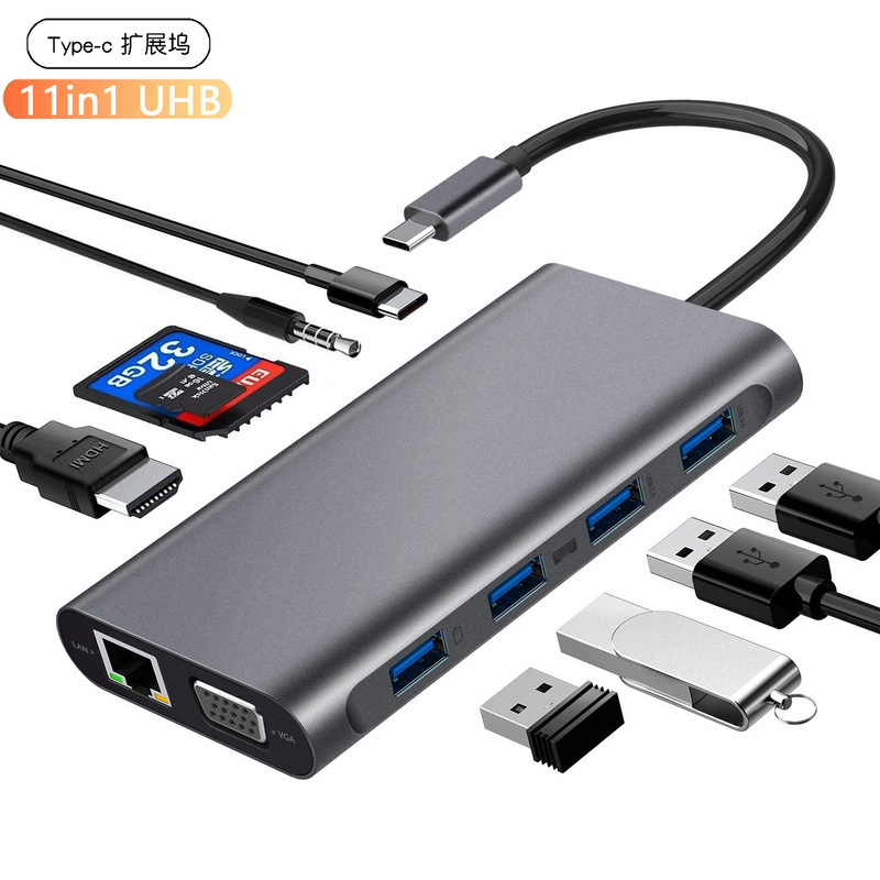 Type-C11-In-One Docking Station with Network Port HDMI All-In-One Converter USB Hub Docking Station MacBook Type-C11-In-One Docking Station with Network Port HDMI All-In-One Converter USB Hub Docking Station MacBook