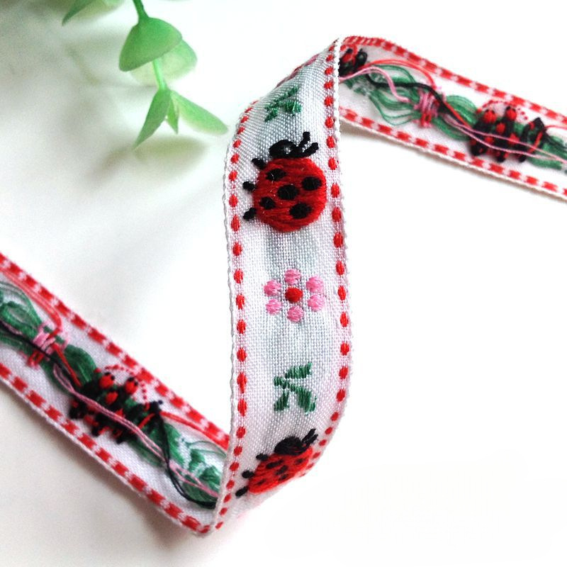 Accesorios hechos a mano cinta zakka algodón lindo dibujos animados bordado de frutas encaje tela tela tocado ropa de bebé