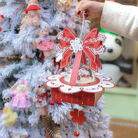 2023圣诞节包装盒蝴蝶结慕斯球水晶蛋糕盒子圆球形手提糖果礼物盒