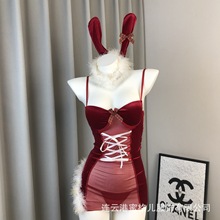 兔女郎cos制服成人情趣内衣房事红色圣诞节情调角色扮演透视套装