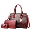 Fashionable trend one-shoulder bag, set, European style, suitable for import, crocodile print, 3 piece set