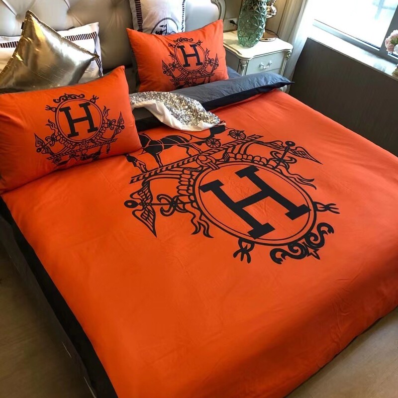 Cross-Border Export Trendy Brand Pure Cotton Four-Piece Set Pure Cotton Big-Name Bed Bed Sheets Quilt Cover Single and Double Fitted Bed Sheets Set Bedding