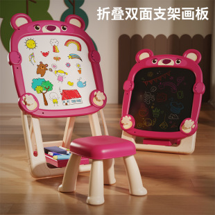 Children's writing board graffiti erasable small blackboard bracket baby magnetic drawing board puzzle early education birthday gift