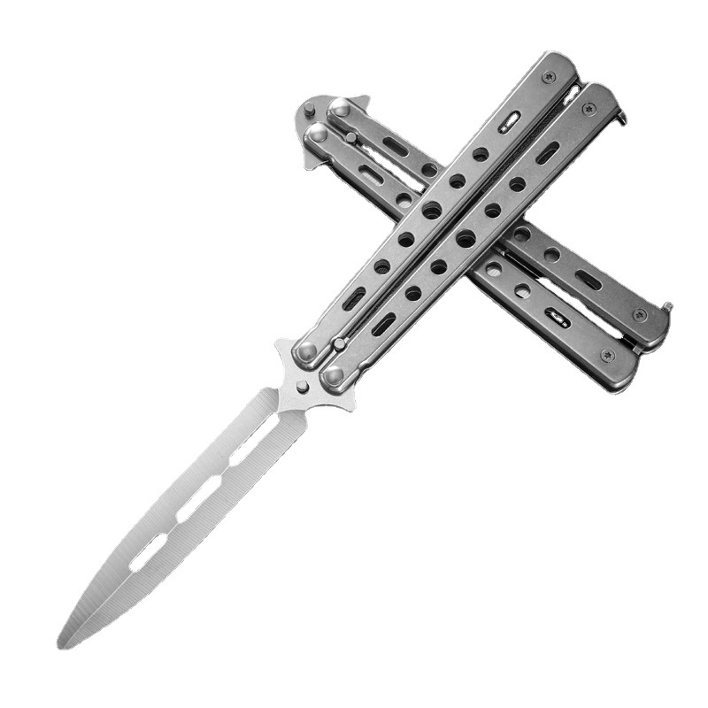 CSGO cuchillo de mariposa plegable portátil cuchillo de juguete mariposa peine novato práctica juguete de acero al aire libre cuchillo hoja no abierta