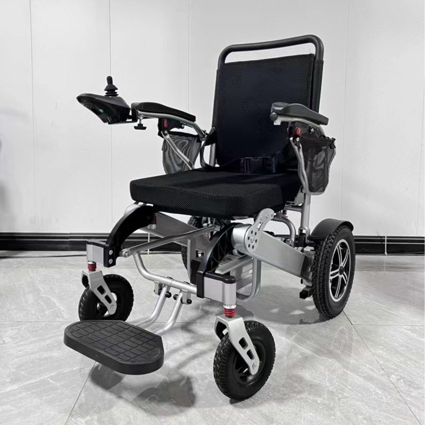Sillas de ruedas eléctricas de aleación de aluminio de marca JIKANG baterías de litio portátiles y plegables inteligentes de cuatro ruedas para auxiliar a pie de edad avanzada