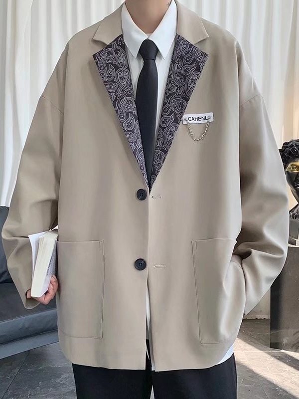 2024 chaqueta de traje femenino caqui retro diseño sentido nicho coreano suelto traje de hombre otoño e invierno