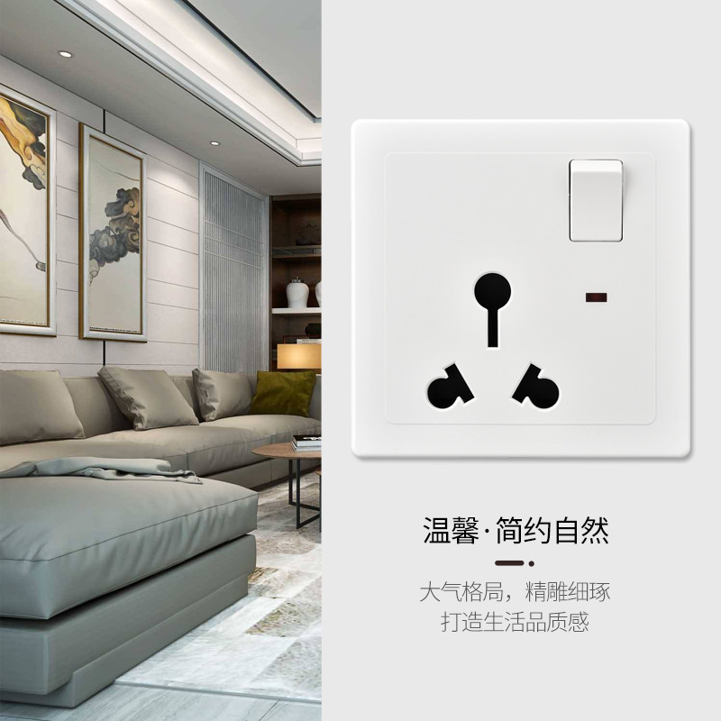 Foreign trade socket, large round European-style socket, 86-type flush-mounted Thai standard and US standard three-hole and five-hole with switch panel, dual USB