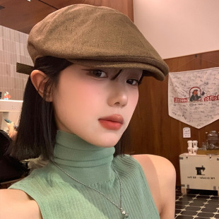 American Style Retro Spice Girl Cotton and Linen Forward Hat Women's Summer Thin Artistic All-match Street Face Small Bailey Hat Fashion