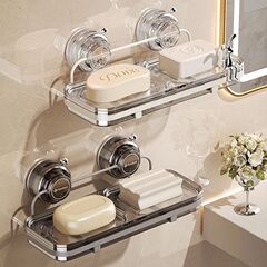 吸盤式石鹸ケース家庭用穴なしトイレ二人掛けの水切り壁掛け式高級新型石鹸ケース浴室