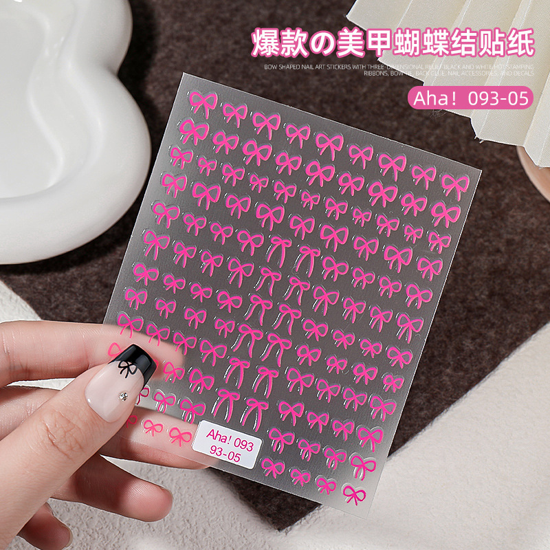 Pegatinas de Uñas con Diseño de Lazo, Estilo Nuevo, Transfronterizo, Calcomanías en Blanco y Negro con Lámina Dorada, Finas y Flexibles, Decoración de Uñas Sencilla