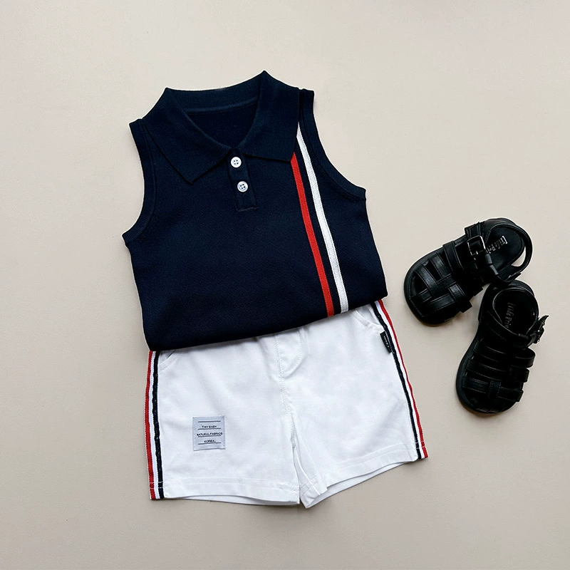 Children's summer thin vest, knitted polo