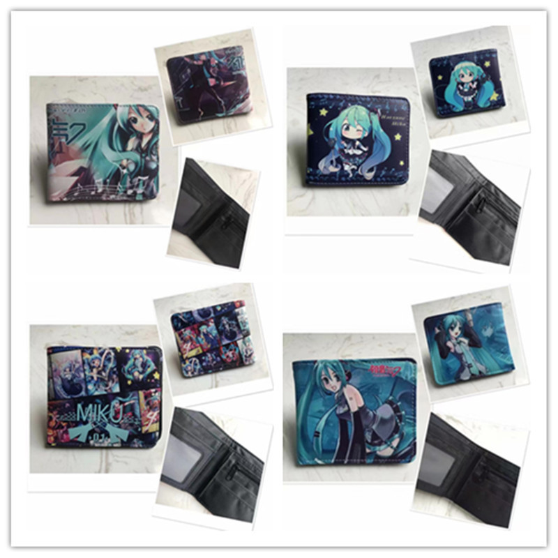 Hatsune Miku Short Wallet for Teenage Students PU Coin Wallet Money Clip for Men and Women Card Holder Card Bag