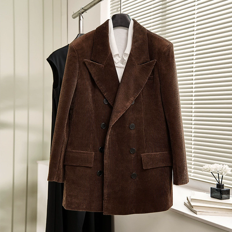 KHA * TE 2025 весна и осень новый вельветовый пиджак женский нишевый дизайн повседневный костюм топ женский