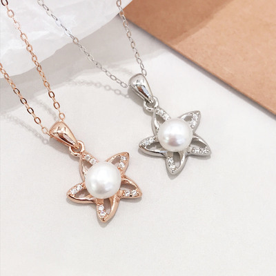 natural freshwater Pearl Necklace temperament fashion clavicle Pendant star Set zircon Single bead Jewelry