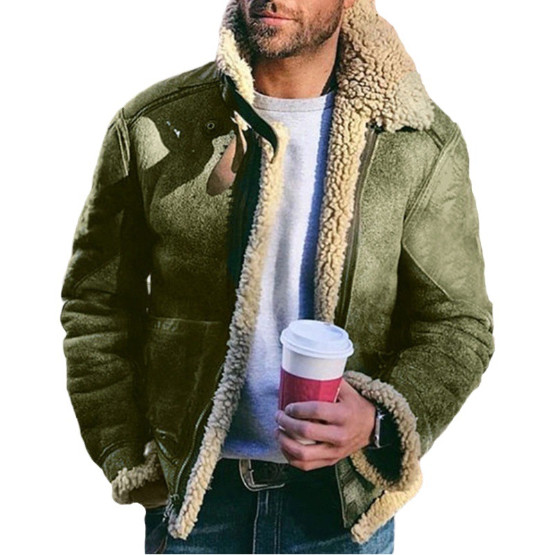 Chaqueta de gamuza nueva de invierno 2023, chaqueta de hombre con piel sintética de AliExpress, abrigo grueso.