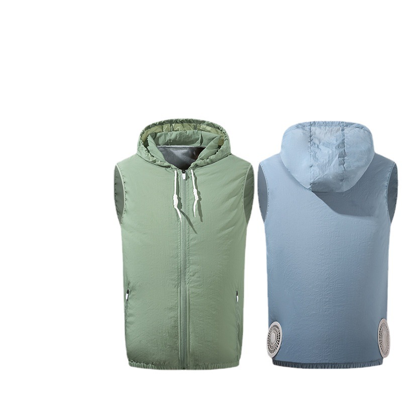 Verano ventilador de refrigeración ropa con capucha sin mangas chaleco ventilador de refrigeración ropa chaleco ventilador de carga inteligente de refrigeración ropa de trabajo