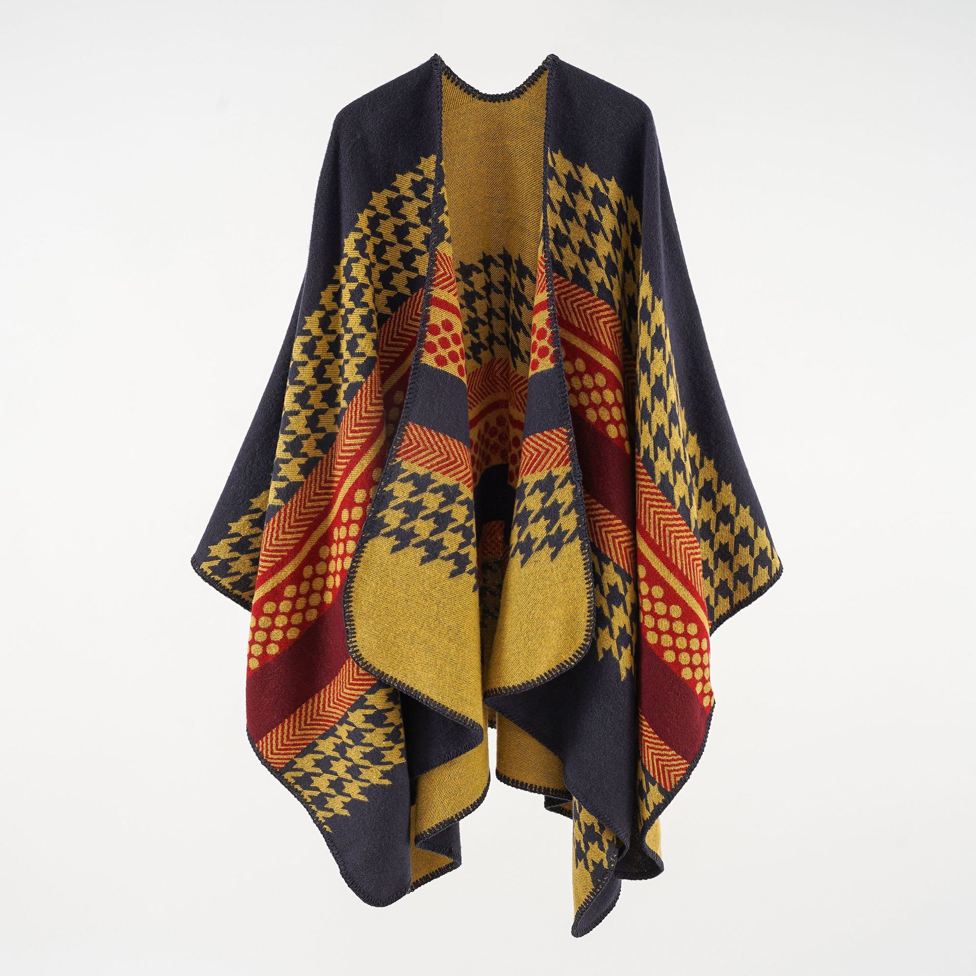 2022 nuevo Otoño e Invierno chal estilo europeo y americano houndstooth color a juego patrón cálido moda chal