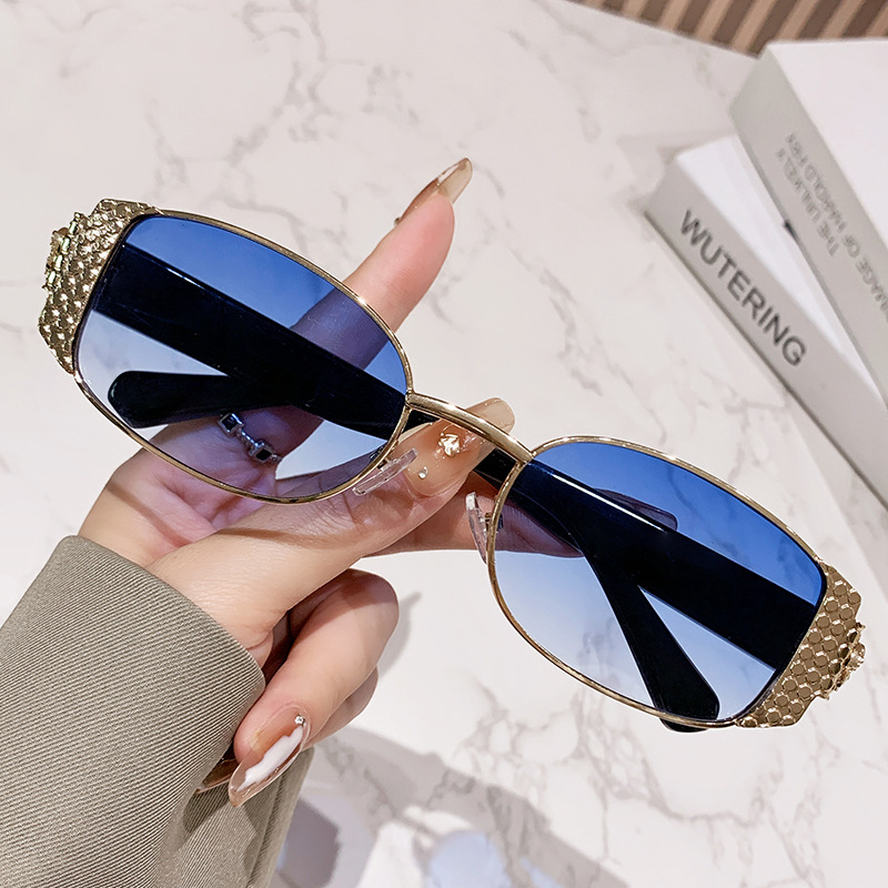 新款时尚大牌男女百搭太阳镜欧美ins小红书同款金属方框墨镜潮