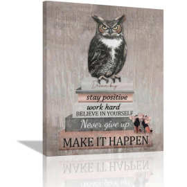 励志猫头鹰墙壁艺术励志名言鞋跟时尚图片装饰帆布画框架挂画外贸