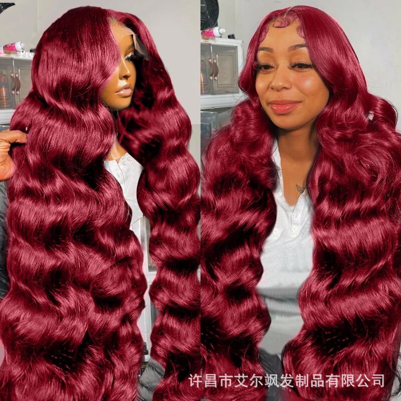 Foreign trade Europe and the United States 13*4 front lace wig full head cover 99j body wave a generation of Xuchang wig
