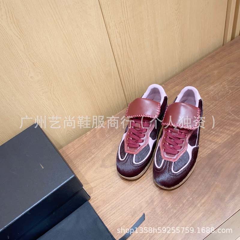 高版2025新款小众真皮圆头拼色平底系带时尚休闲鞋板鞋单鞋德训鞋|undefined