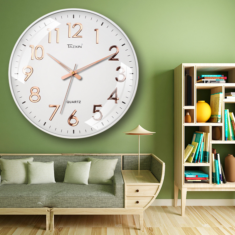 Reloj de pared en stock lote entrega sala de estar 3D digital ronda dormitorio mudo Reloj de pared reloj mudo