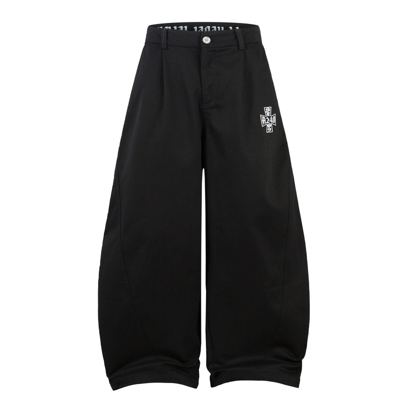 Bf.Borfend/Baifeng American-Style Cross-Embroidered Cargo Pants with Curved Hem, Casual Loose Wide-Leg Pants Bf.Borfend/Baifeng American-Style Cross-Embroidered Cargo Pants with Curved Hem, Casual Loose Wide-Leg Pants