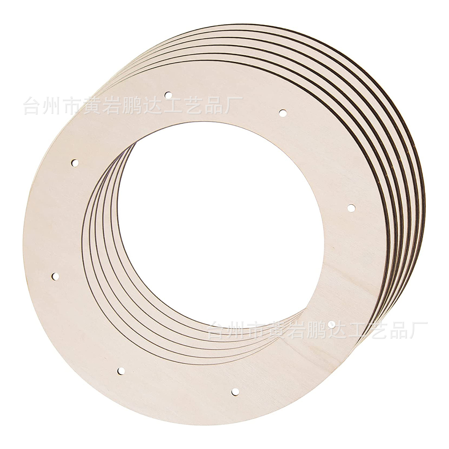 木制圆形打孔空白未处理diy花环木框架节日圆环挂饰底座