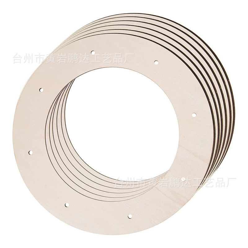 Wooden Round Perforated Blank Untreated diy Wreath Wooden Frame Holiday Ring Hanging Base