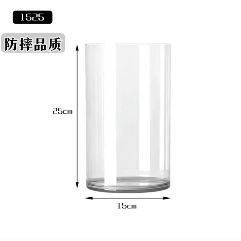 亚克力防摔花瓶摆件客厅插花透明水养富贵竹直筒轻奢高级感醒花桶|undefined