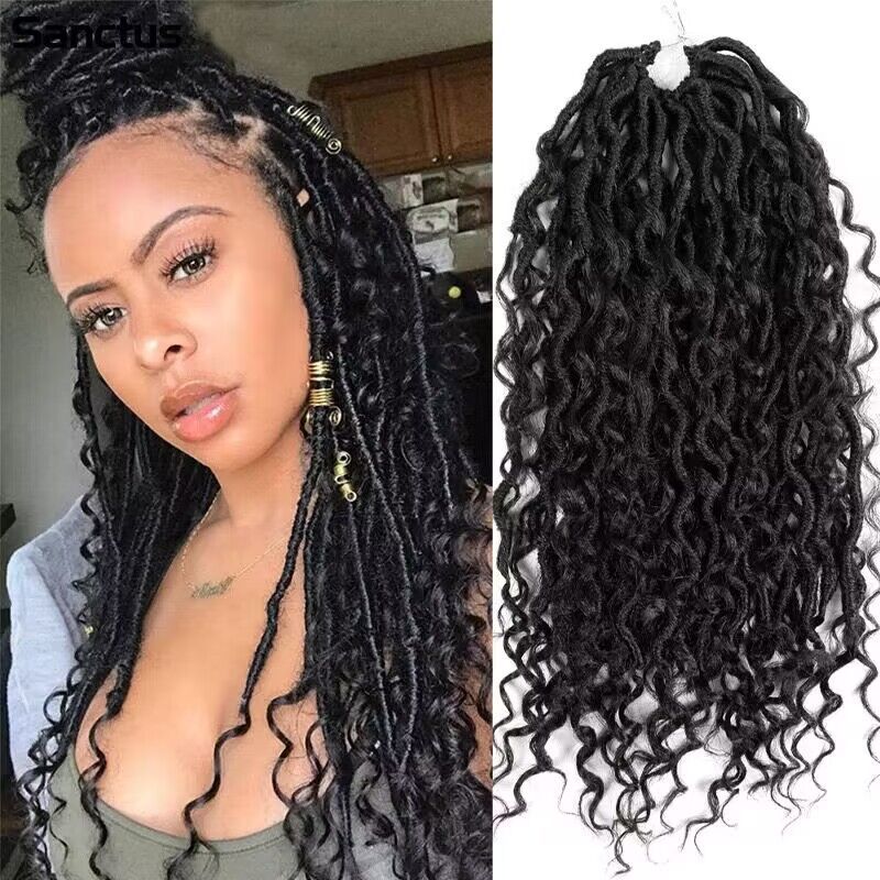 Fibra química Africana trenza sucia Faux Goddess River Locs 18 pulgadas concubina crochet pelo peluca europea y americana