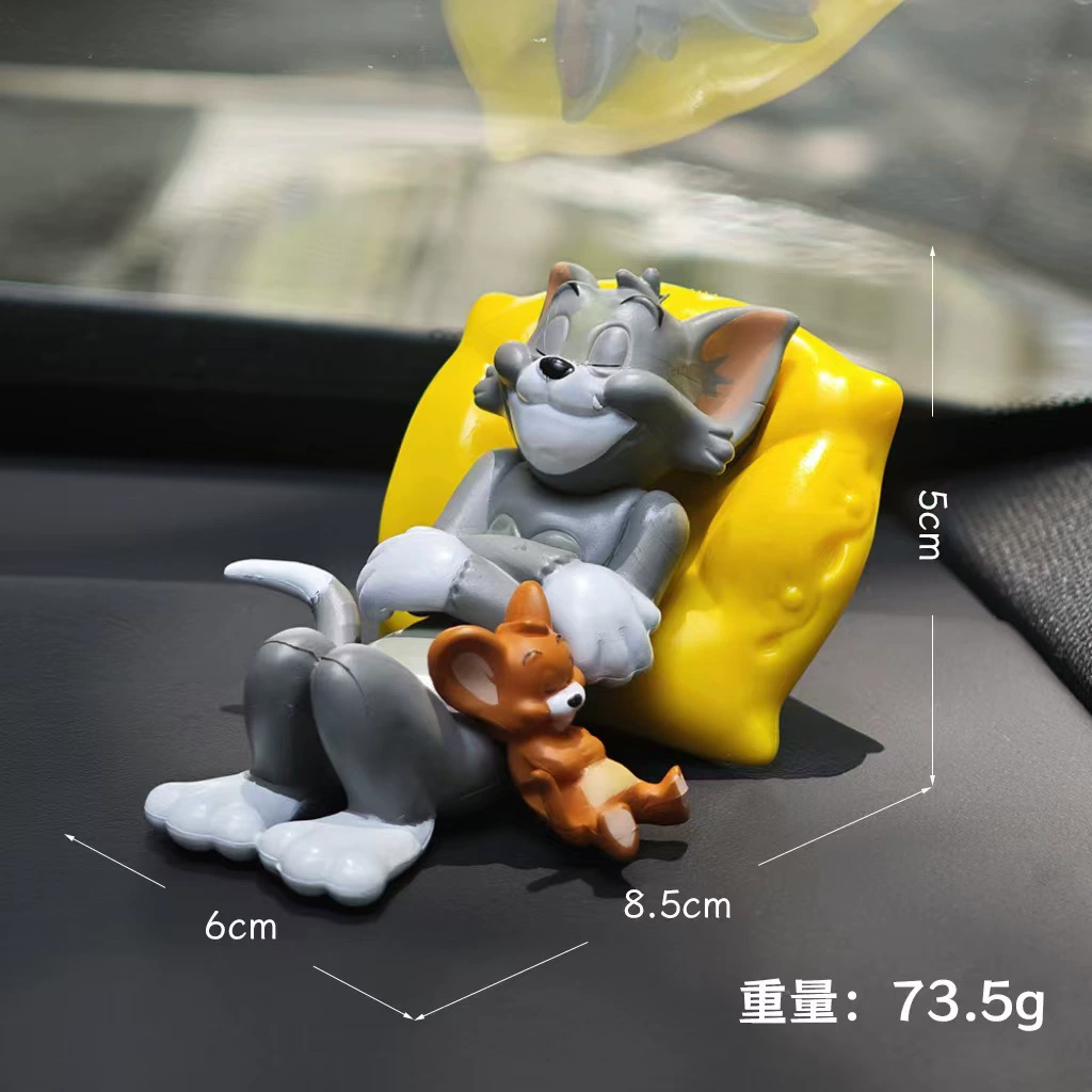 ПВХ-фигурки Тома и Джерри в виде спящих на одеяле, автомобильные украшения, милые друзья Том и Джерри, отдыхающие под одеялом