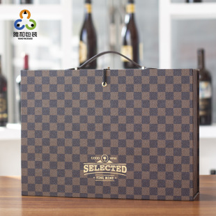 Factory wholesale double with wine portable New Year business gift red wine gift box printable LOGO wine box