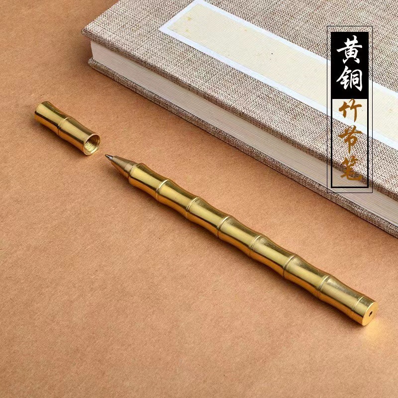 Pure brass manufacturers wholesale retro bamboo neutral sign pen business gifts student teacher rising