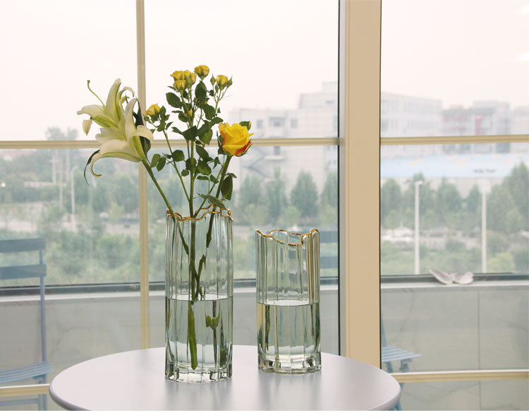 北欧玻璃花瓶透明简约创意客厅插花水养百合玫瑰鲜花餐桌花器摆件详情1