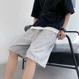 夏季纯色短裤男冰丝潮牌潮流宽松运动速干五分中裤直筒休闲大裤衩