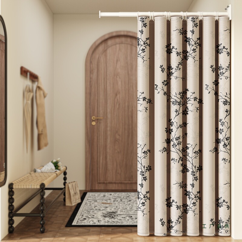 Single-Sided Entrance Door Curtain Partition Curtain Screen Indoor Living Room Air Conditioning Curtain Bedroom Room French Folding Curtain