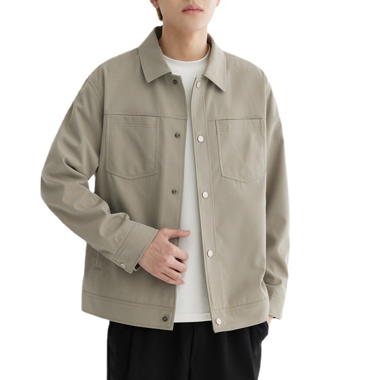 Chaqueta de Solapa Básica Simple de Color Sólido WOOG2005 para Hombre, Abrigo Informal Versátil de Moda Otoño 2025 para Hombre